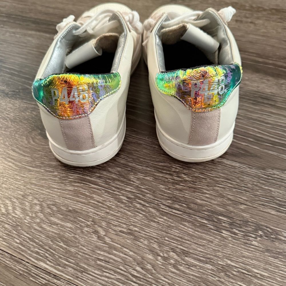 P448 John Pink Python-Printed Leather Low-Top Ita… - image 6